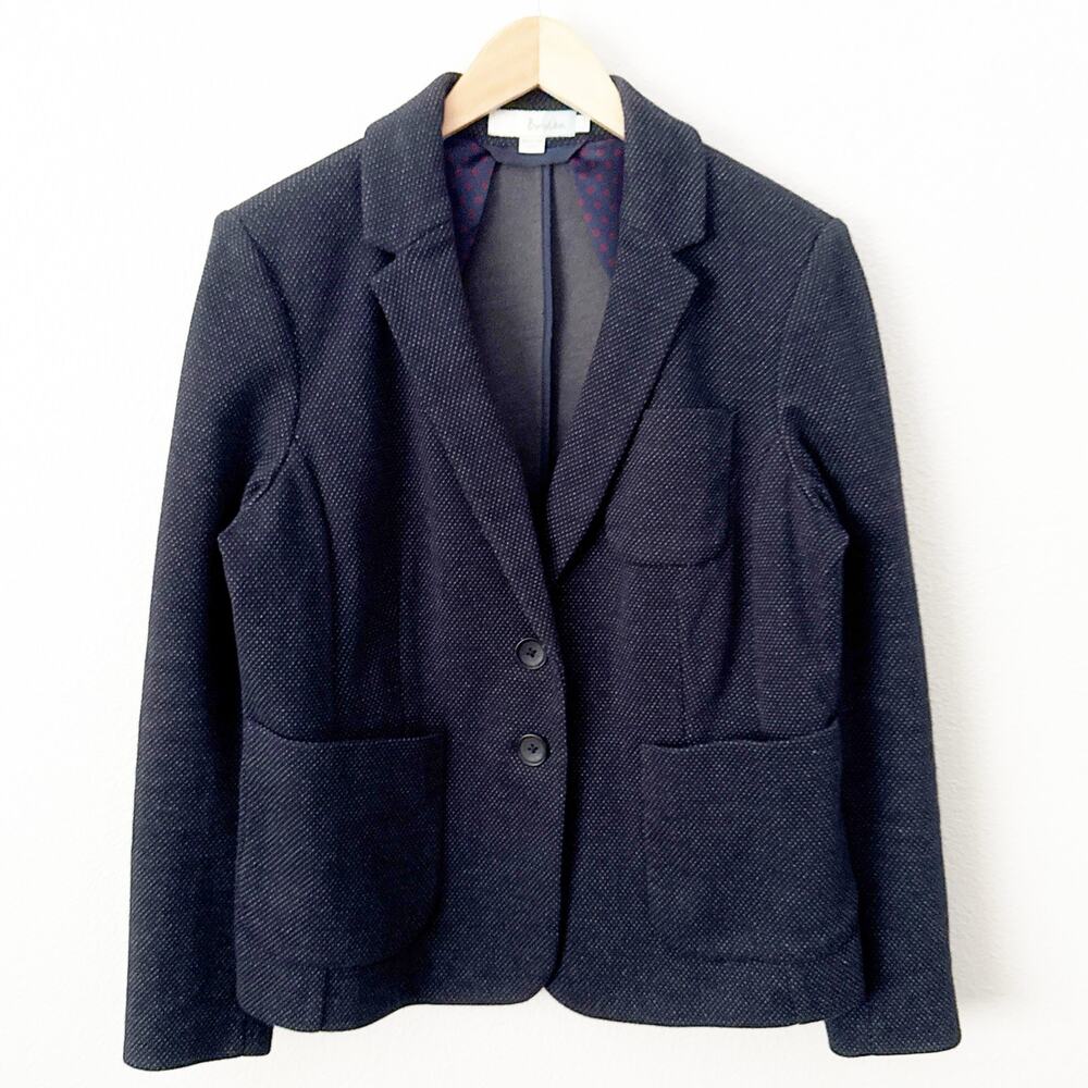 BODEN | Blazer Cotton Blend‎ Navy Blue Micro Dot Jacket Preppy Classic | Size 12